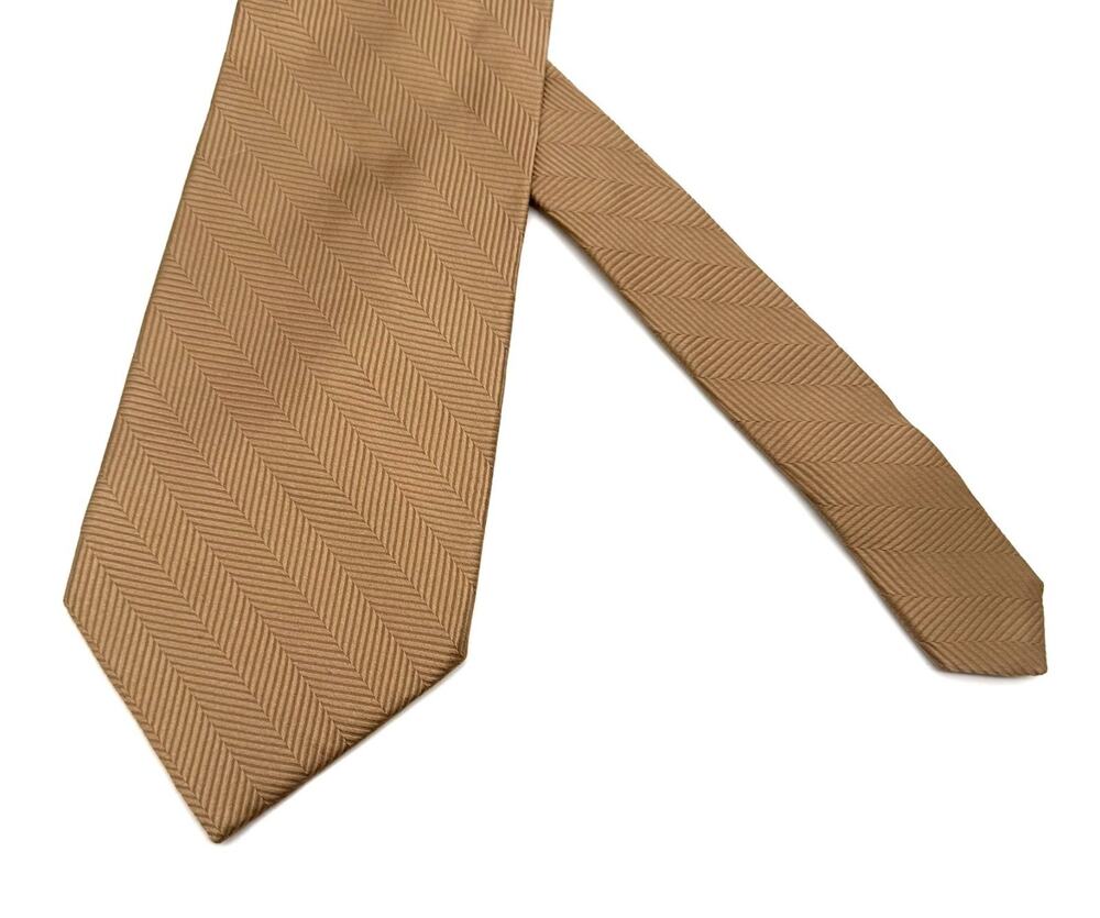 Jos. A. Bank Mens 100% Silk Tie Brown Tan Herringbone Chevron Made Italy 59"